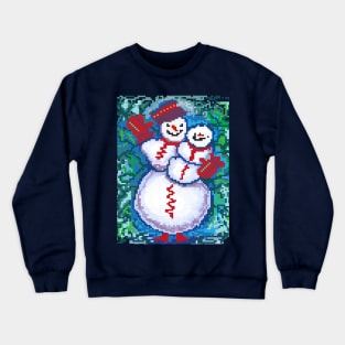 happy new year  2022 snowman christmas pixel Crewneck Sweatshirt